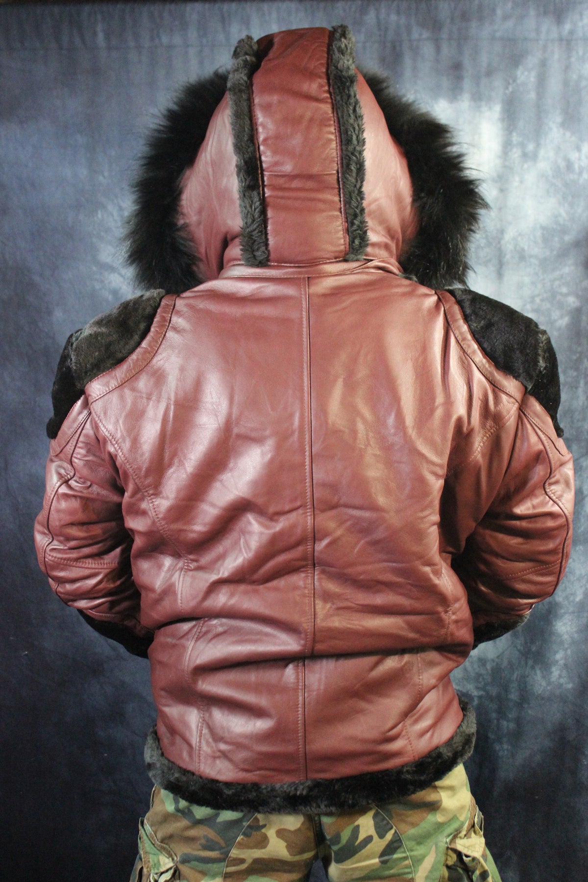 Burgundy Leather and Fur Jacket by Otter and The Fox - view 7