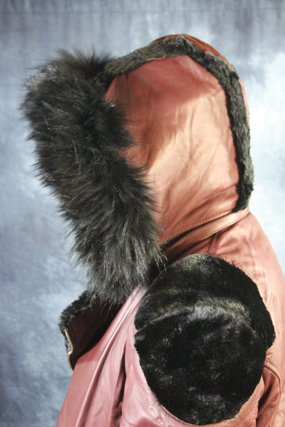 Burgundy Leather and Fur Jacket by Otter and The Fox - view 8