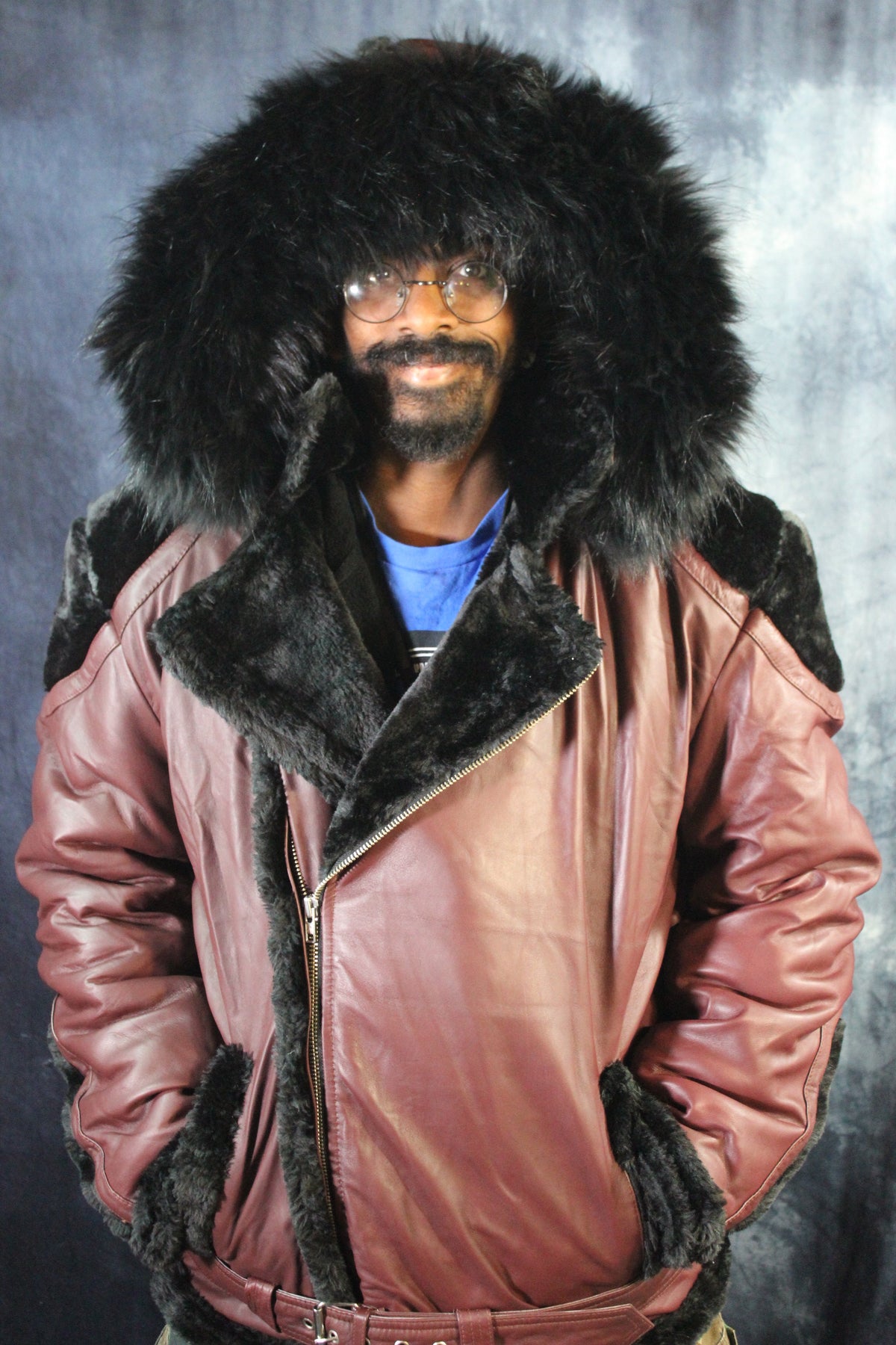 Burgundy Leather and Fur Jacket by Otter and The Fox - view 9