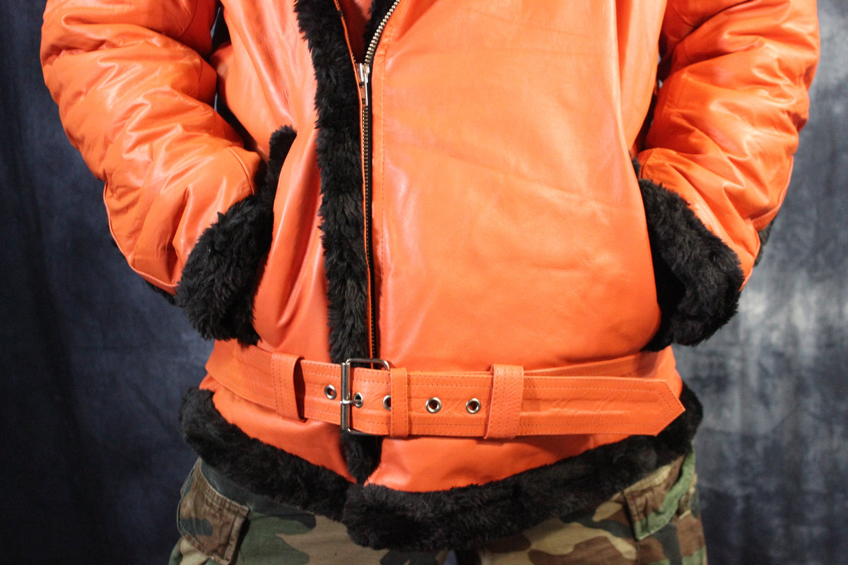 Orange Leather and Fur Jacket by Otter and The Fox - view 2