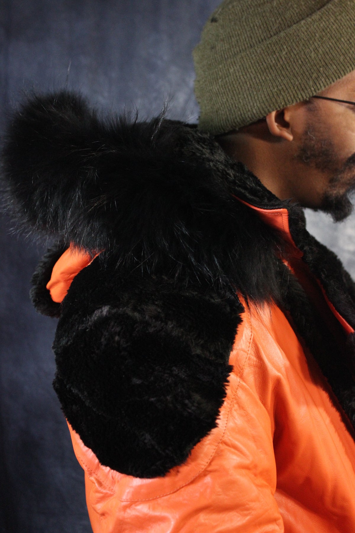 Orange Leather and Fur Jacket by Otter and The Fox - view 4