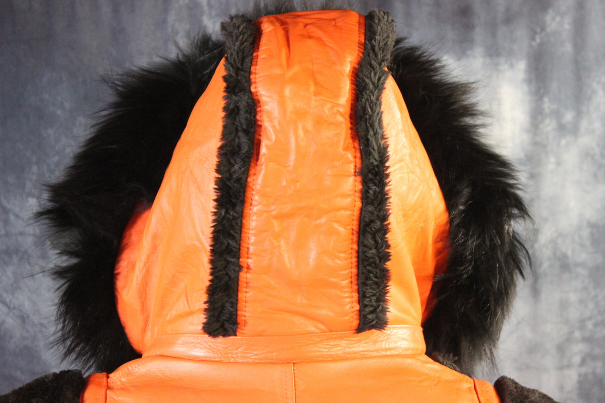 Orange Leather and Fur Jacket by Otter and The Fox - view 6