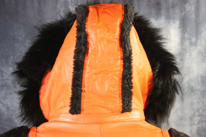 Orange Leather and Fur Jacket by Otter and The Fox - view 6