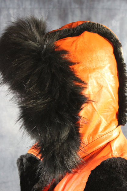Orange Leather and Fur Jacket by Otter and The Fox - view 7