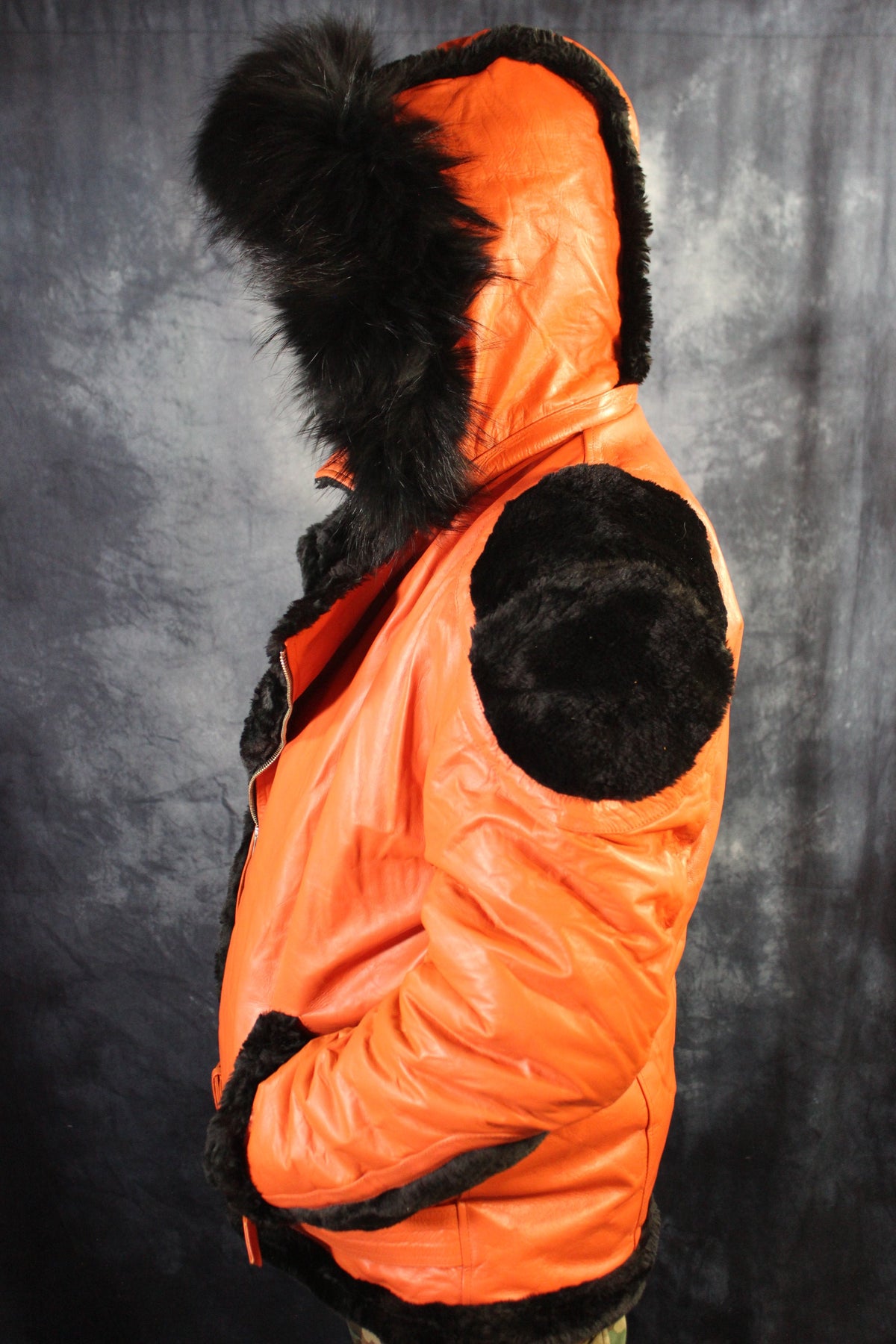 Orange Leather and Fur Jacket by Otter and The Fox - view 8