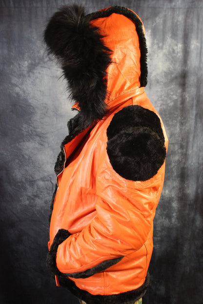Orange Leather and Fur Jacket by Otter and The Fox - view 8