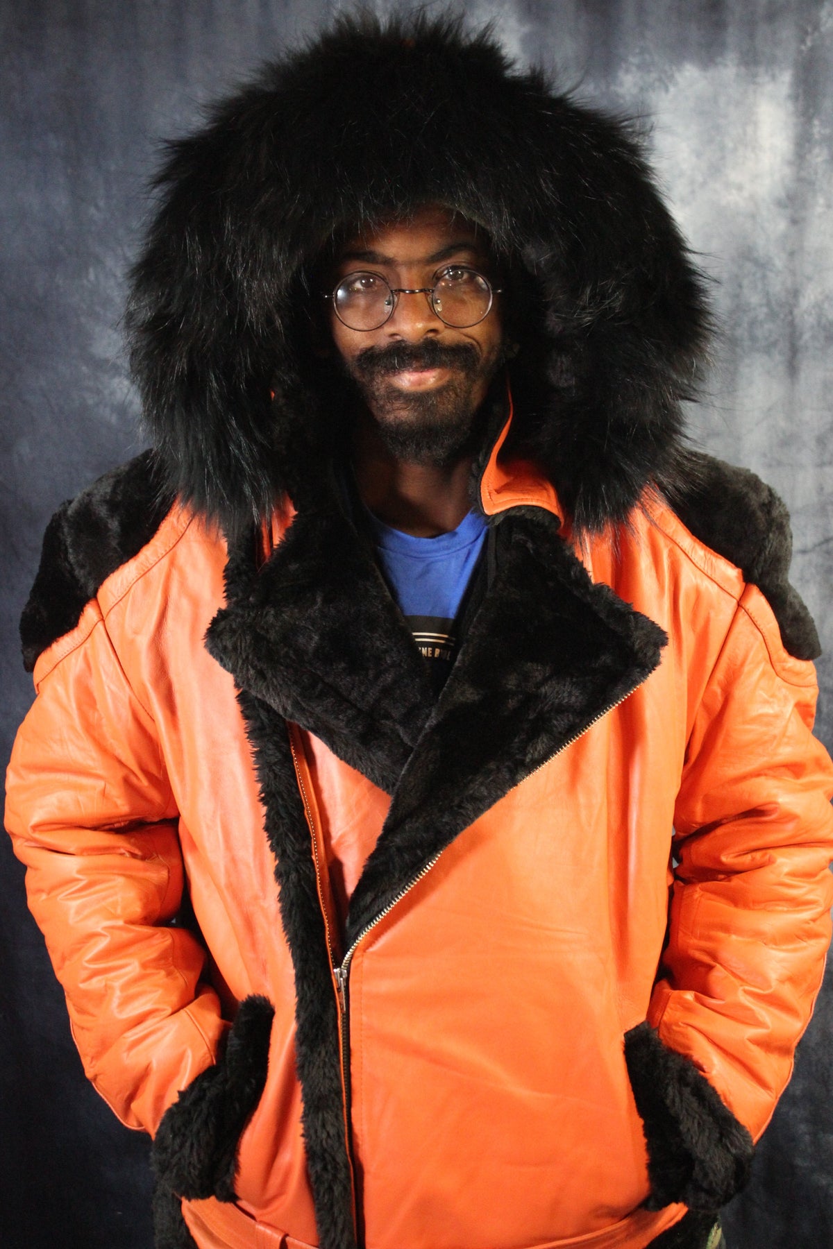 Orange Leather and Fur Jacket by Otter and The Fox - view 9