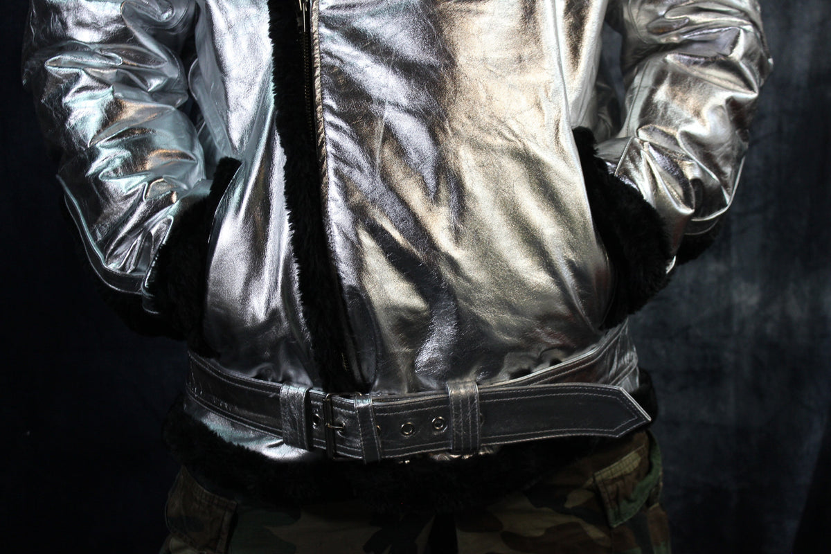 Silver Leather and Fur Jacket by Otter and The Fox - view 2