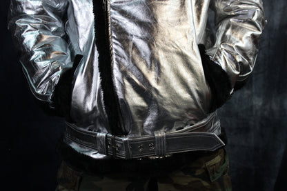Silver Leather and Fur Jacket by Otter and The Fox - view 2