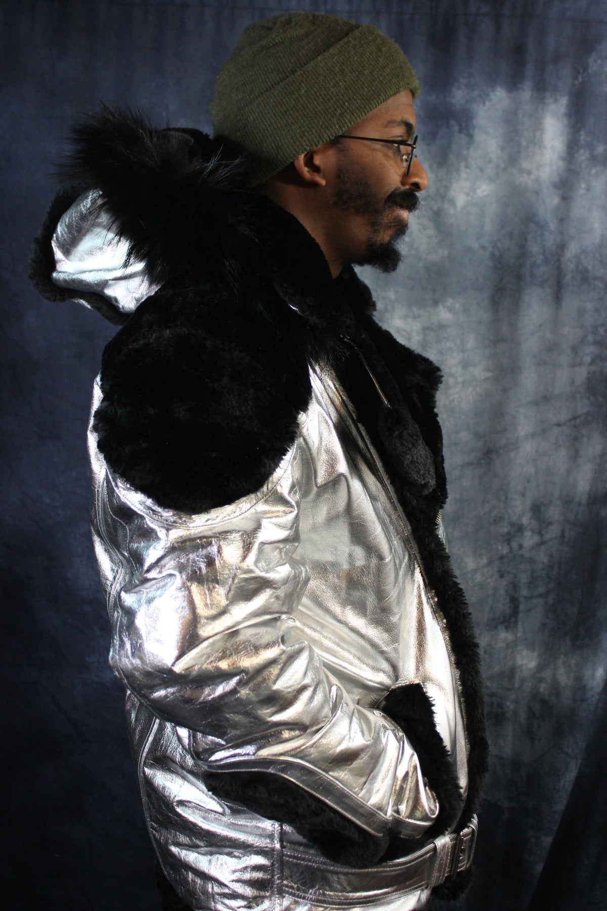 Silver Leather and Fur Jacket by Otter and The Fox - view 3