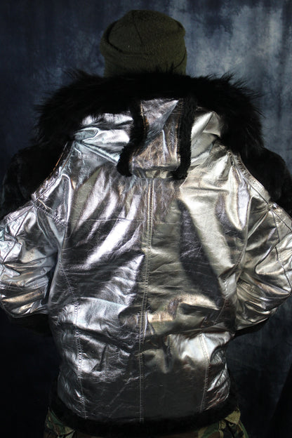 Silver Leather and Fur Jacket by Otter and The Fox - view 4