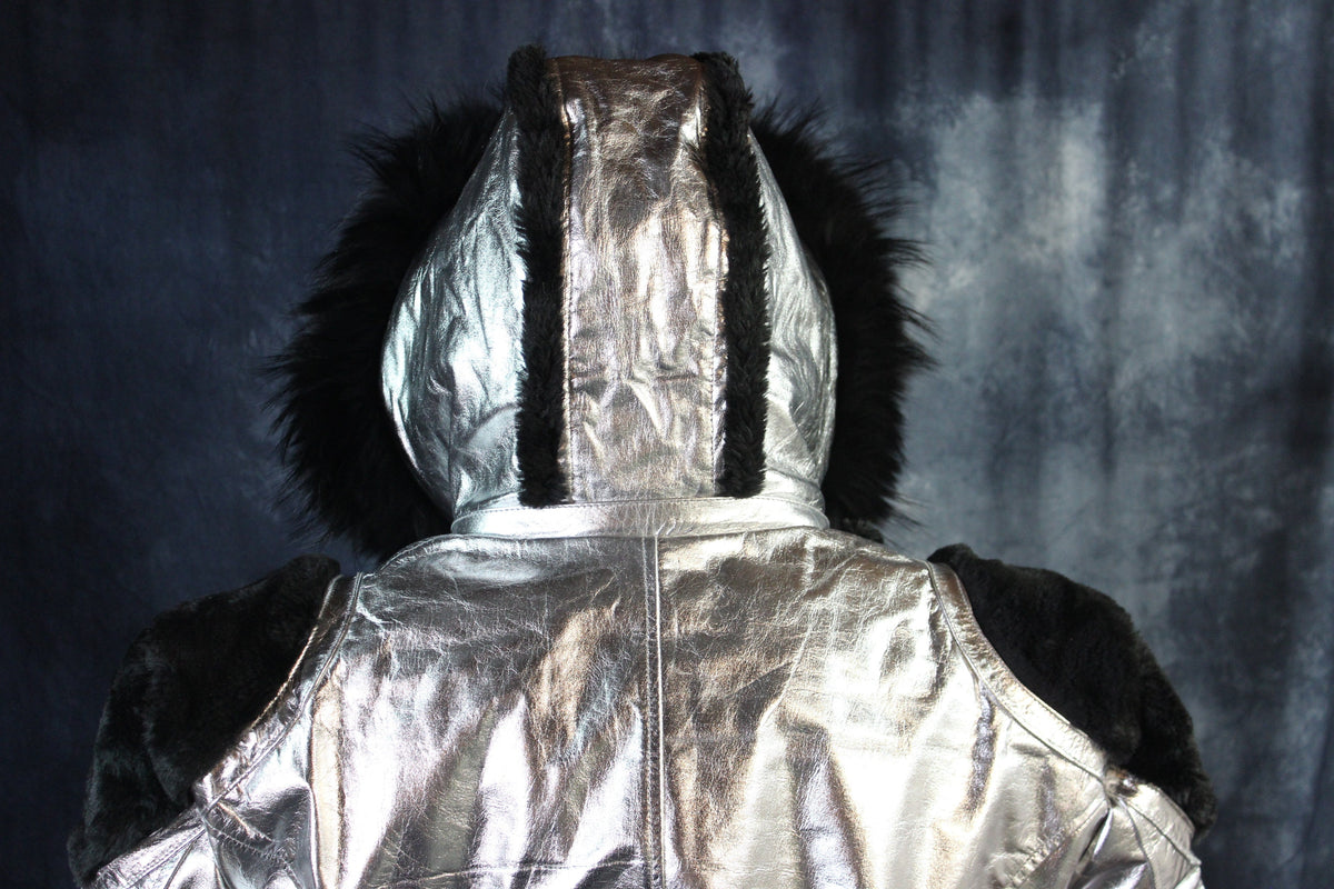 Silver Leather and Fur Jacket by Otter and The Fox - view 5