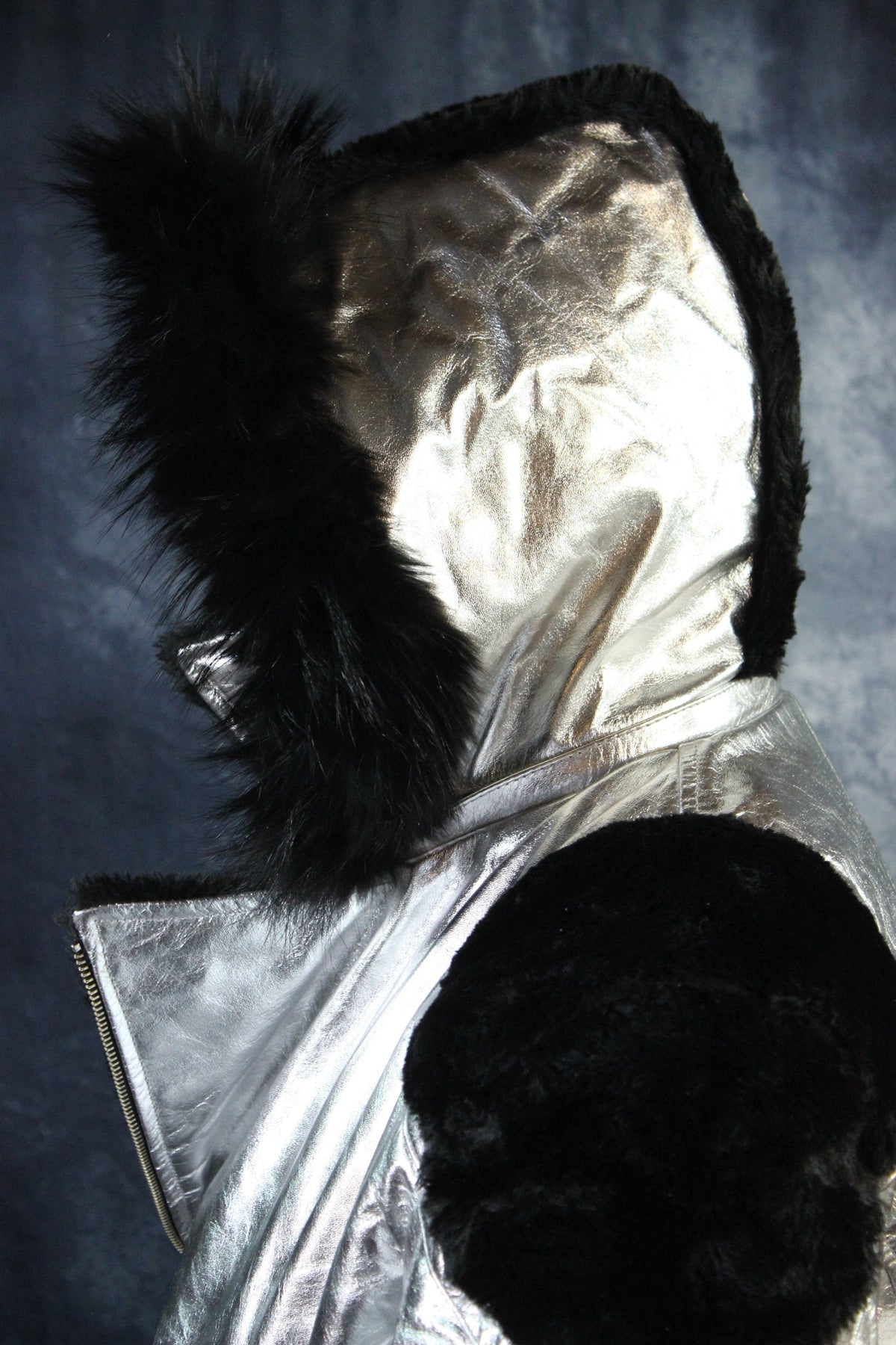 Silver Leather and Fur Jacket by Otter and The Fox - view 7