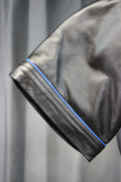 OnF Leather Shirts in Black with Blue Piping - view 4