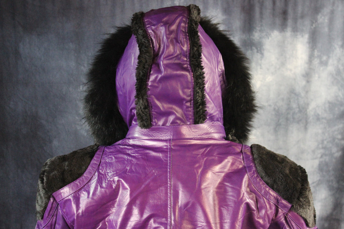 Purple Leather and Fur Jacket by Otter and The Fox - view 4