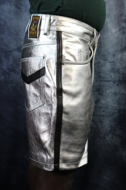 OnF "Chevron" Shorts in Silver and Black - view 3