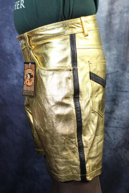 OnF "Chevron" Shorts in Gold and Black - view 4