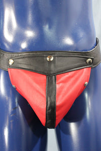 Leather Jock with Interchangeable Color Codpiece - front view