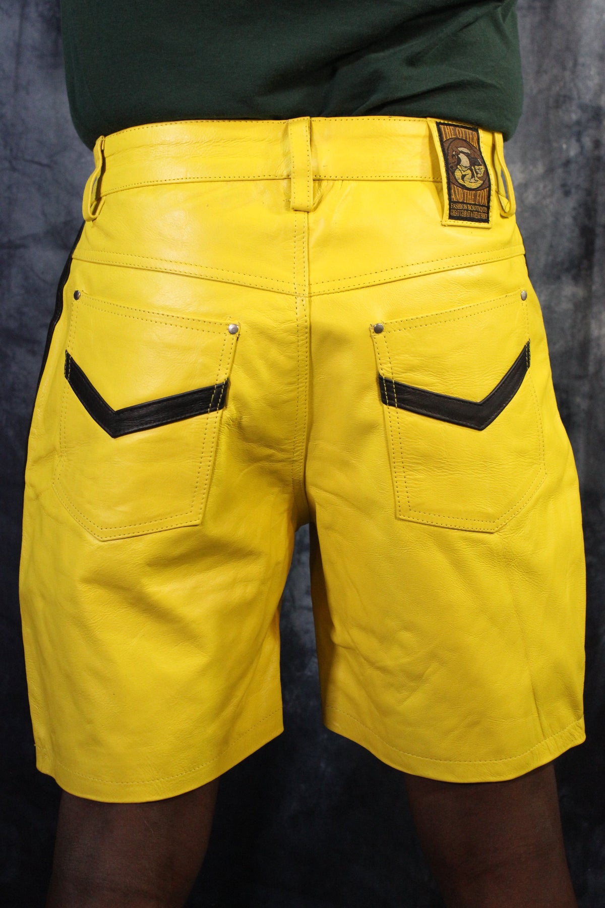OnF "Chevron" Shorts in Yellow and Black - view 3