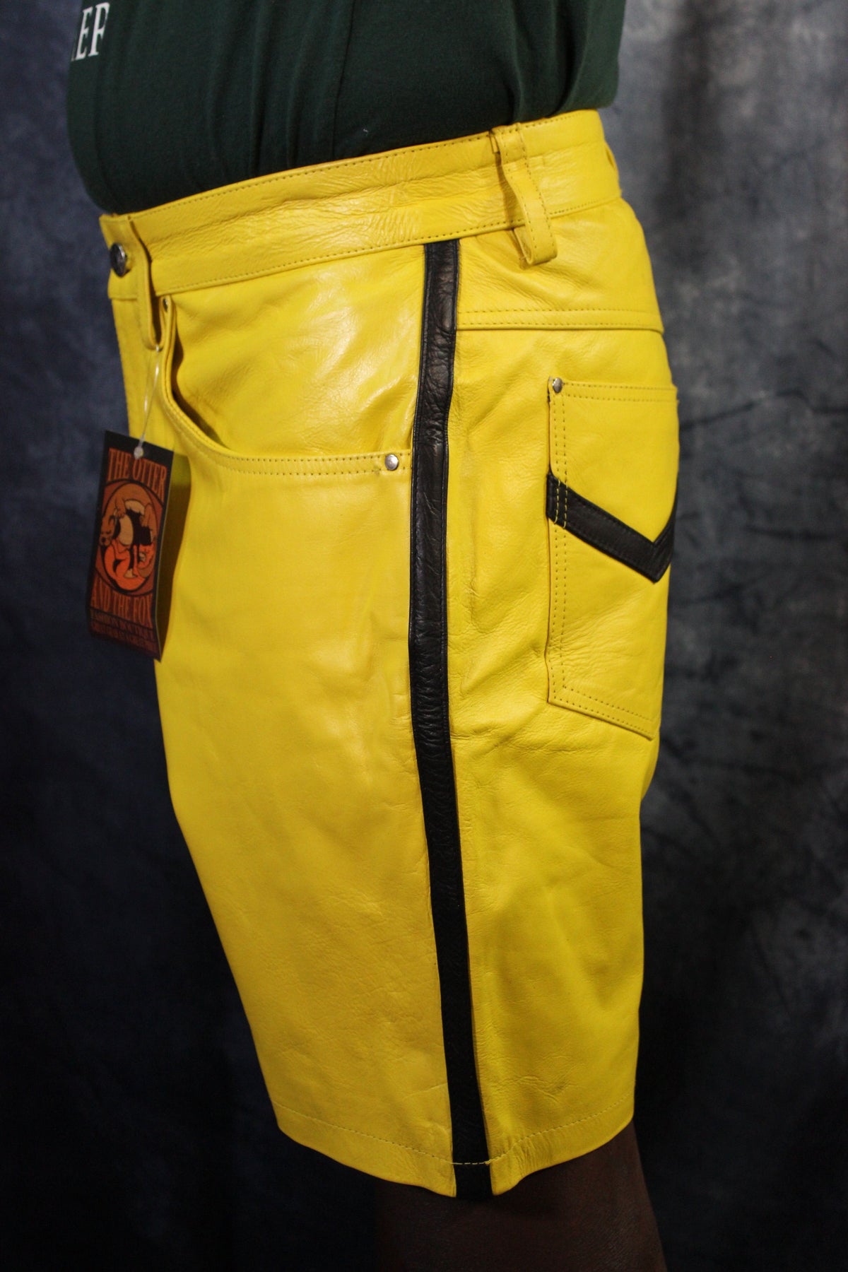 OnF "Chevron" Shorts in Yellow and Black - view 5