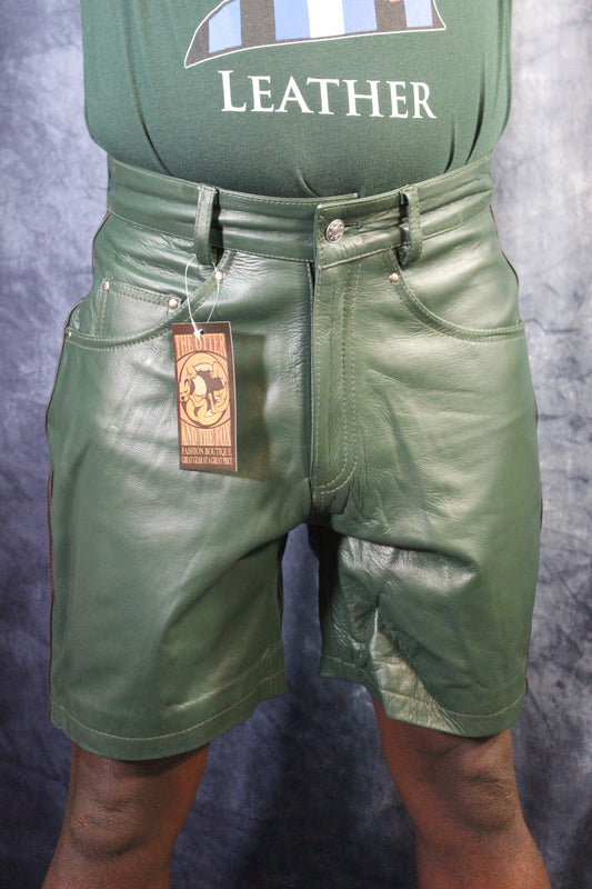 OnF "Chevron" Shorts in Hunter Green and Brown - front view