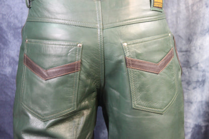 OnF "Chevron" Shorts in Hunter Green and Brown - view 3