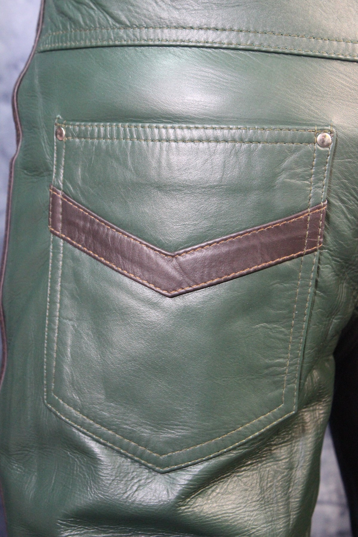 OnF "Chevron" Shorts in Hunter Green and Brown - view 4
