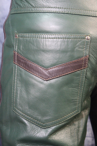 OnF "Chevron" Shorts in Hunter Green and Brown - view 4