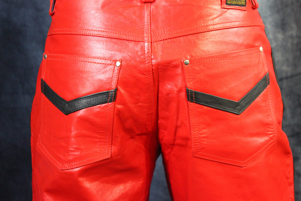 OnF "Chevron" Shorts in Red and Black - view 5