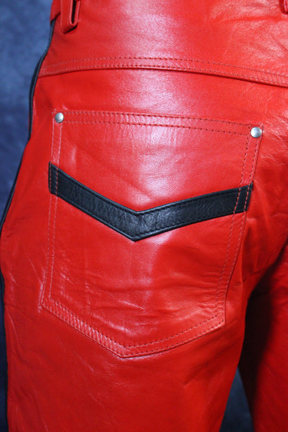 OnF "Chevron" Shorts in Red and Black - view 6