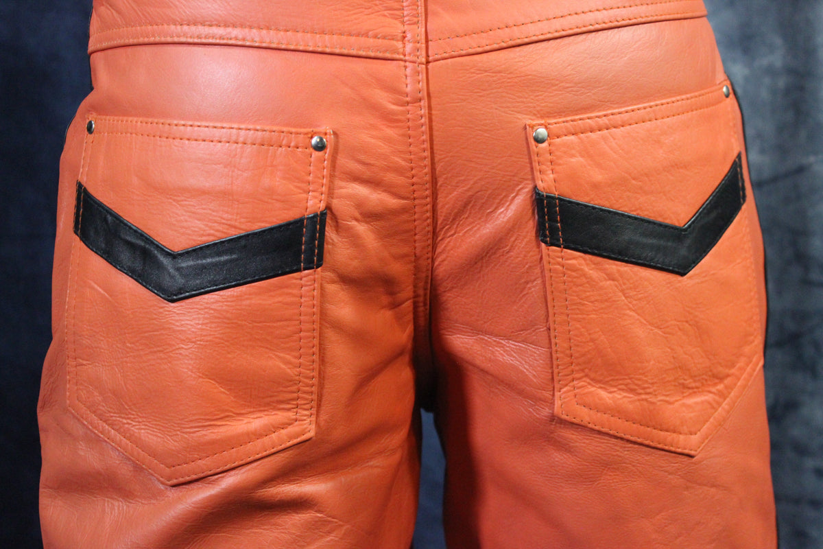 OnF "Chevron" Shorts in Orange and Black - view 5