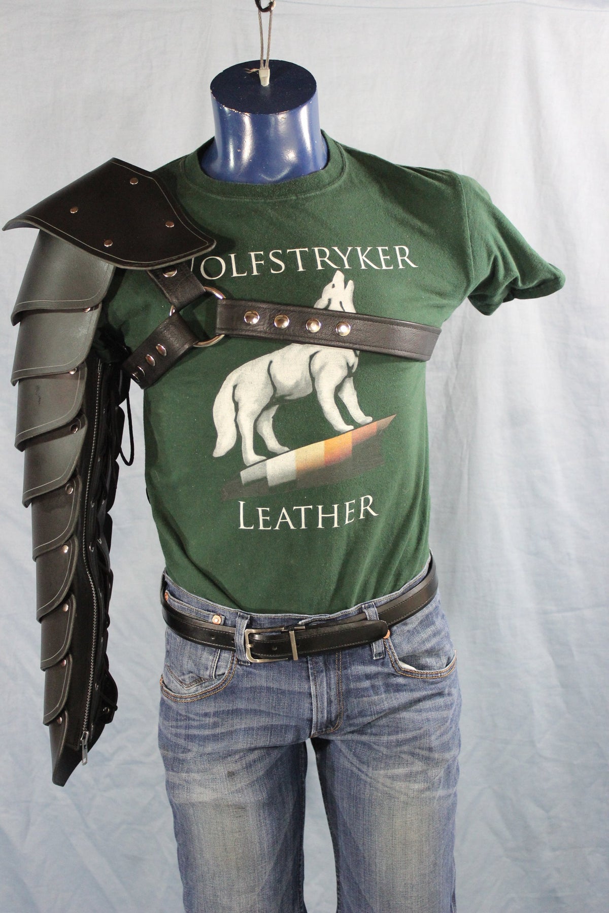 Scale Arm Armor with Gladiator Harness - front view