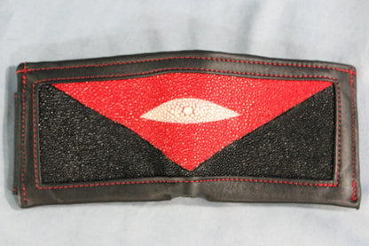 Bi-fold Red & Black Stingray Wallet - front view