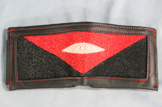 Bi-fold Red & Black Stingray Wallet - front view