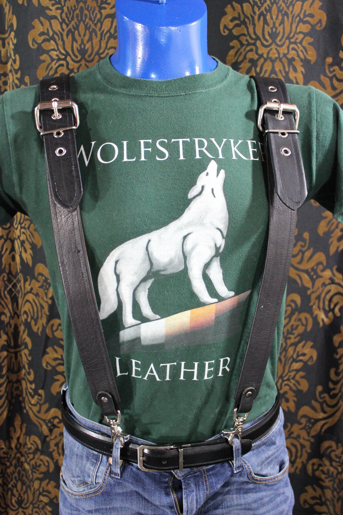 Classic Convertible Leather Suspenders - front view