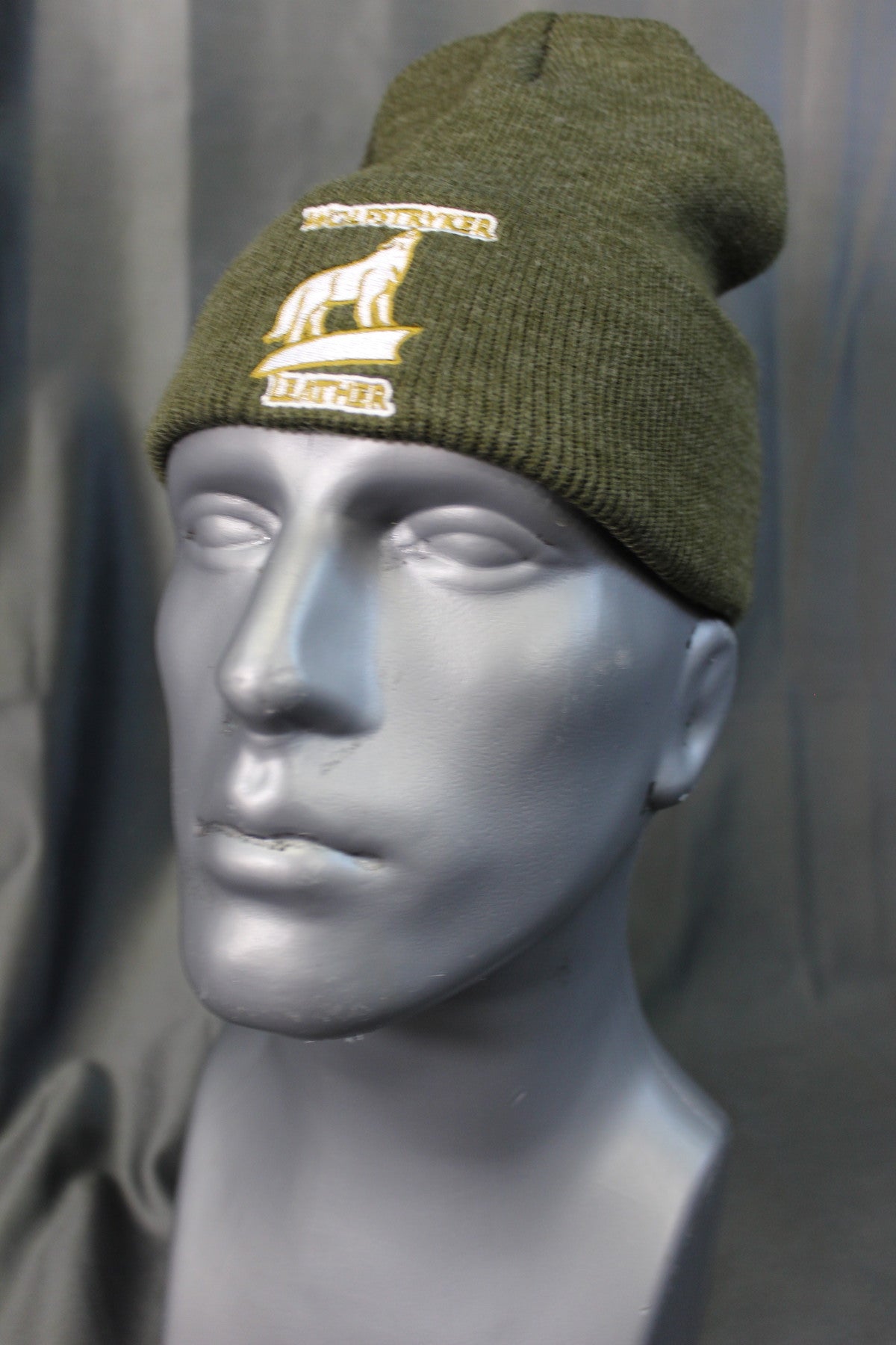 Wolfstryker Green Knitted Beanie - front view