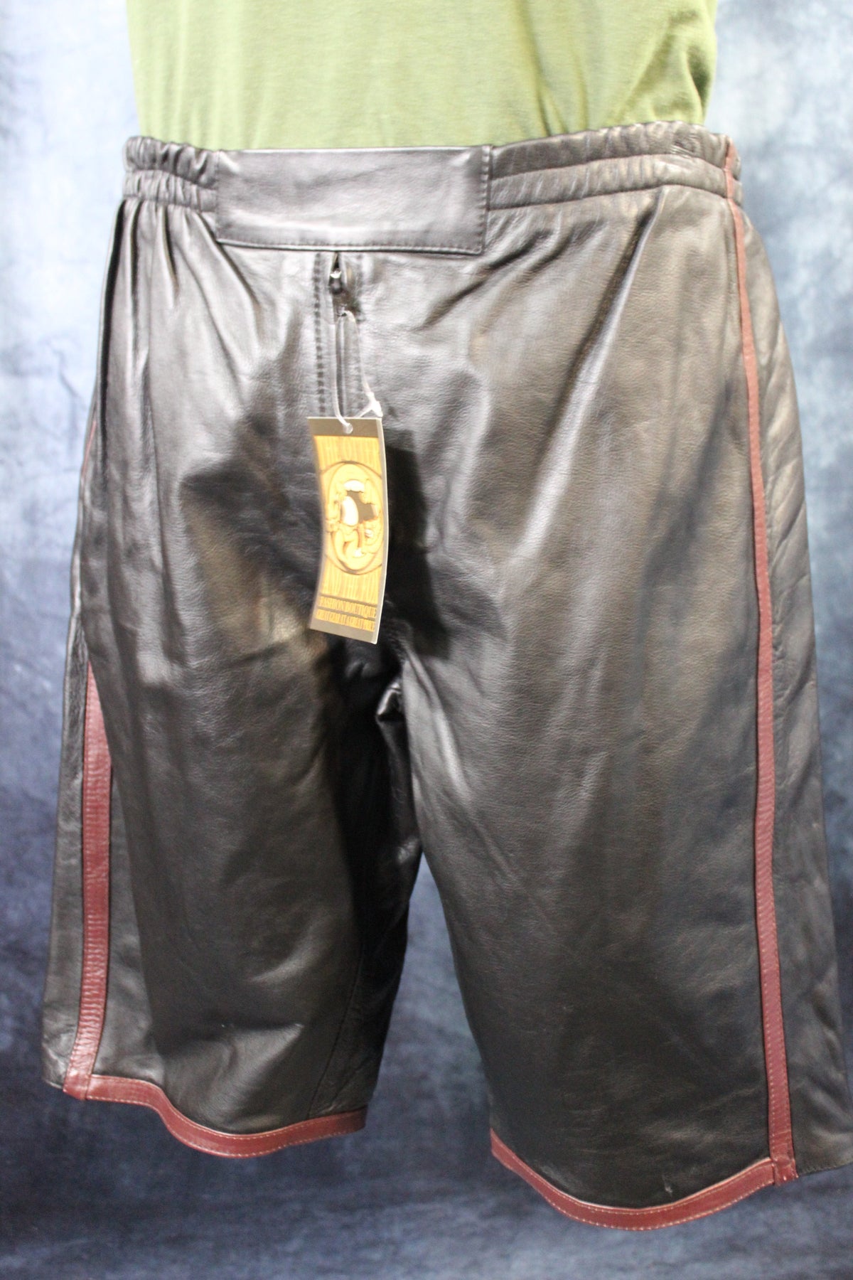 Basketball Shorts in Black and Burgundy - front view