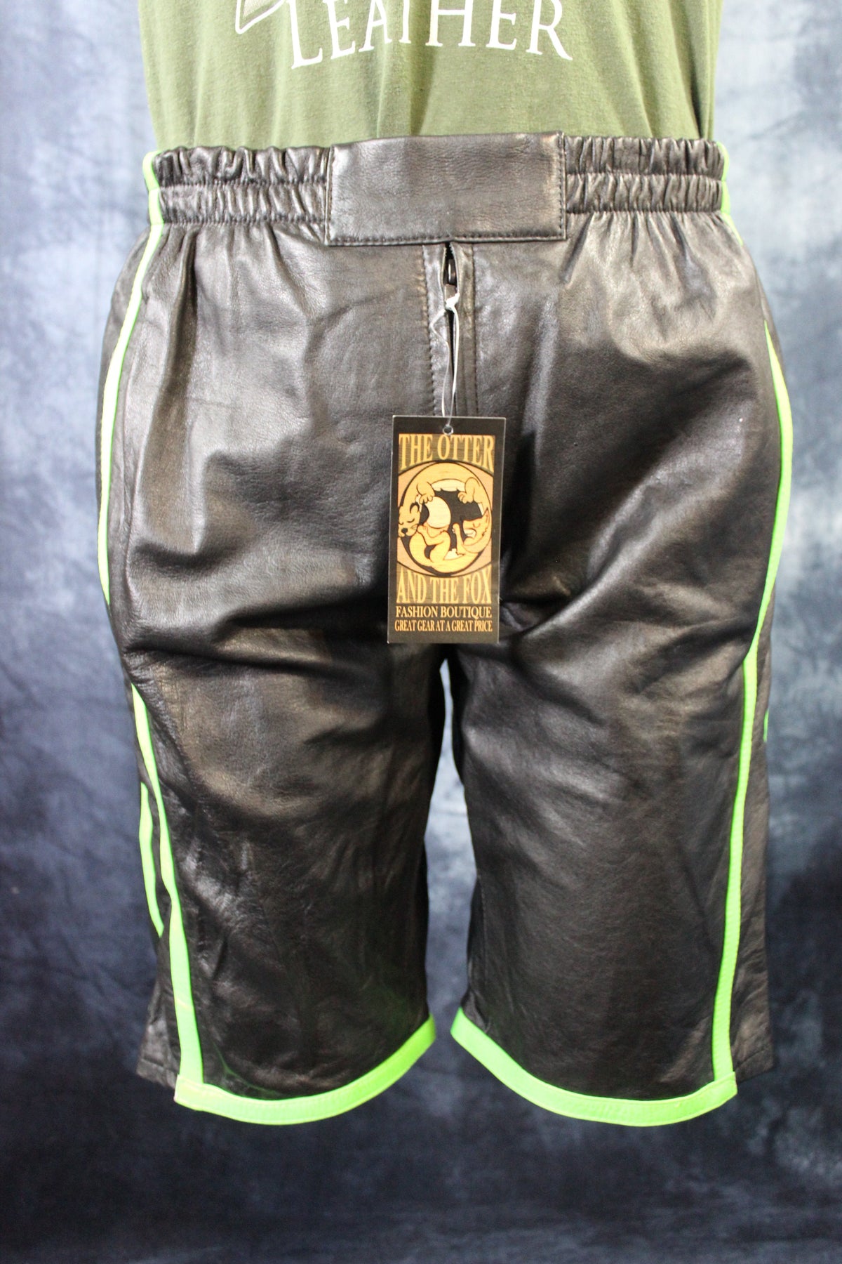 Basketball Shorts in Black and Neon Green - front view