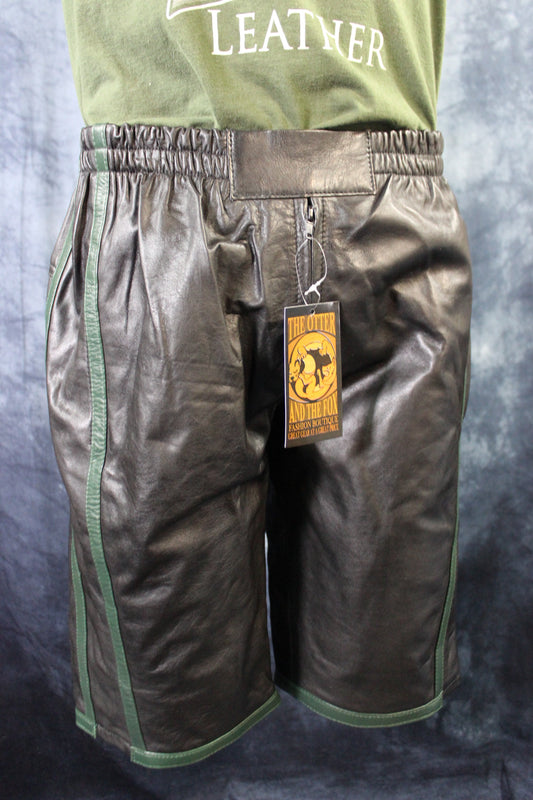 Basketball Shorts in Black and Hunter Green - front view