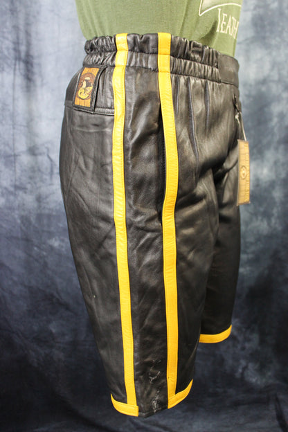 Basketball Shorts in Black and Mustard Yellow - view 3