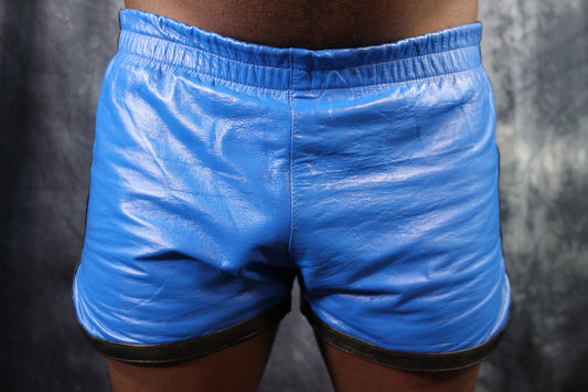 OnF Booty Shorts in Blue with Black - front view
