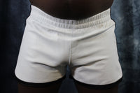 OnF Booty Shorts in White and Black - front view