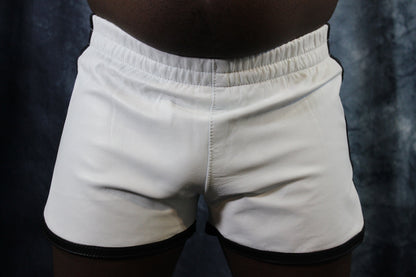 OnF Booty Shorts in White and Black - front view