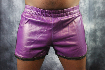 OnF Booty Shorts in Purple with Black - front view