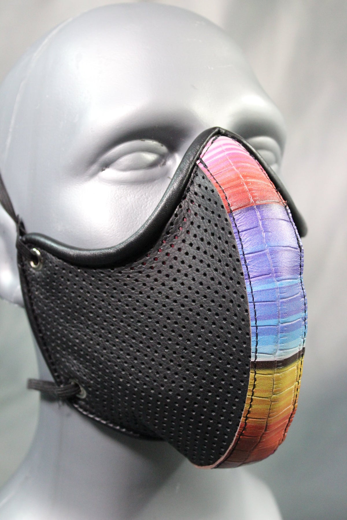 Perforated Leather Face Mask with Filter Pouch - view 6
