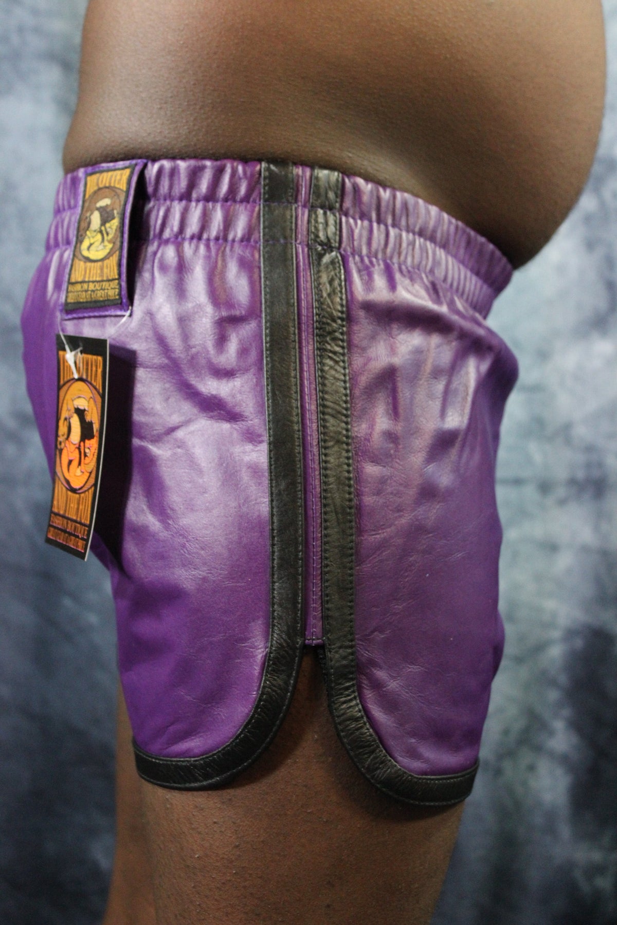 OnF Booty Shorts in Purple with Black - view 3