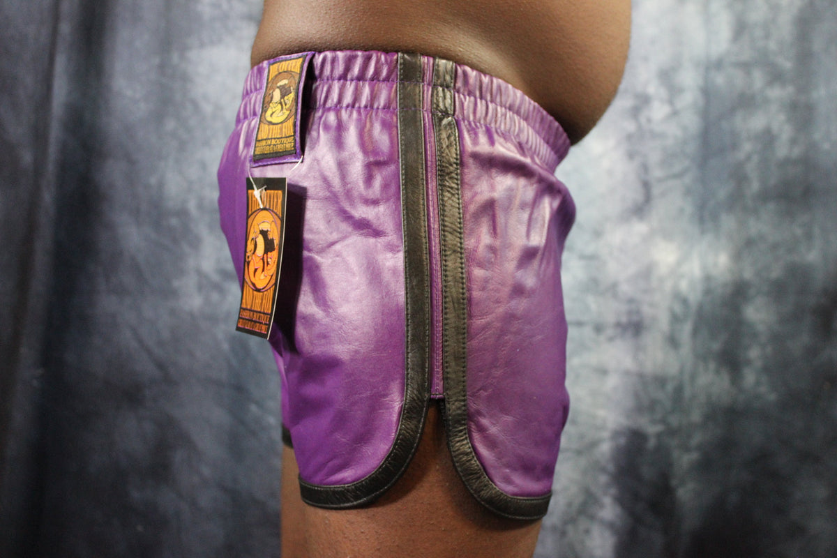 OnF Booty Shorts in Purple with Black - view 4