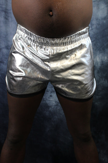 OnF Booty Shorts in Silver with Black - view 2