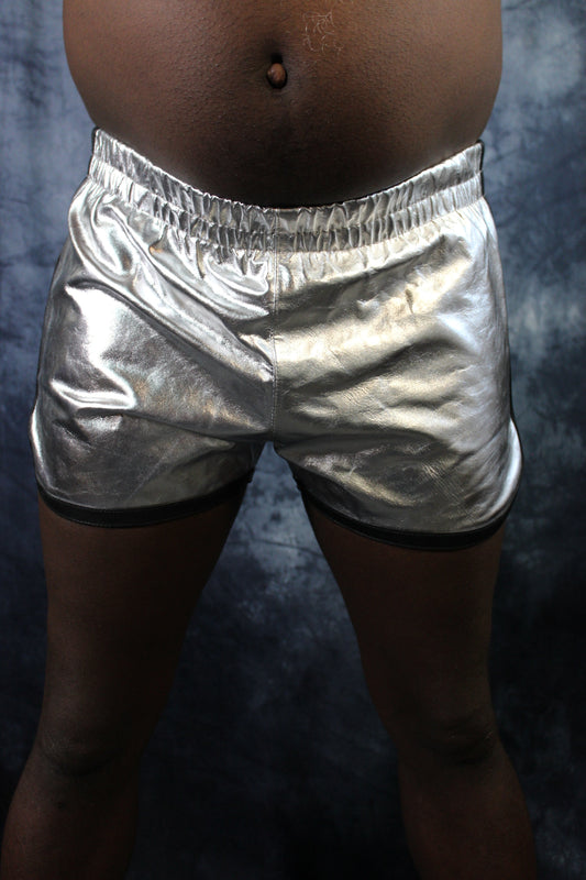 OnF Booty Shorts in Silver with Black - view 2