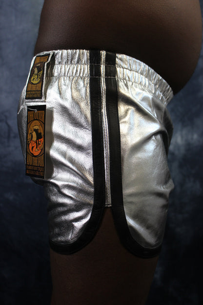 OnF Booty Shorts in Silver with Black - view 3